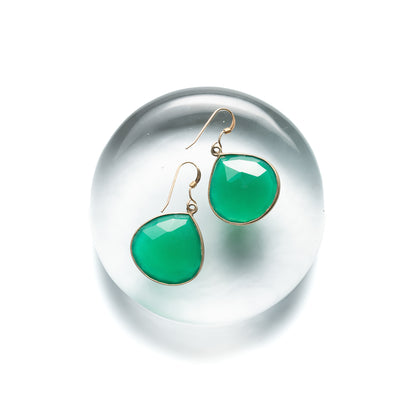 Heart Shaped Green Onyx Earrings