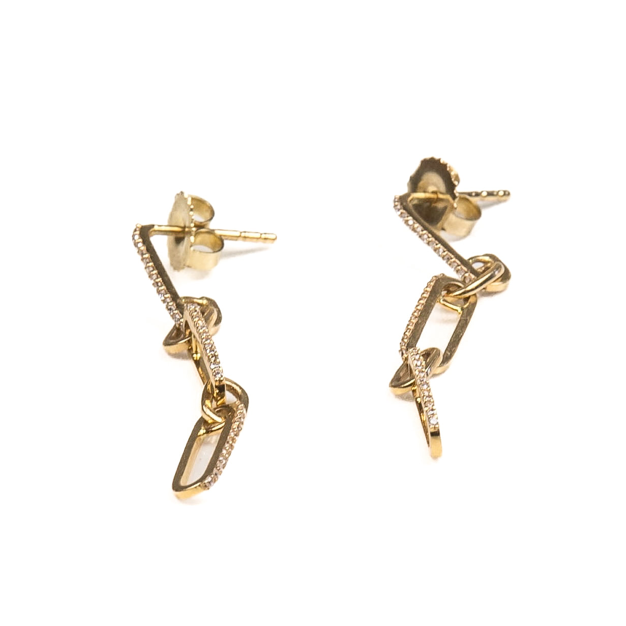 14K Yellow Gold Paperclip Chain Earrings