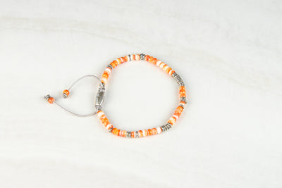 Orange spiny shell -sliver lining bracelet.