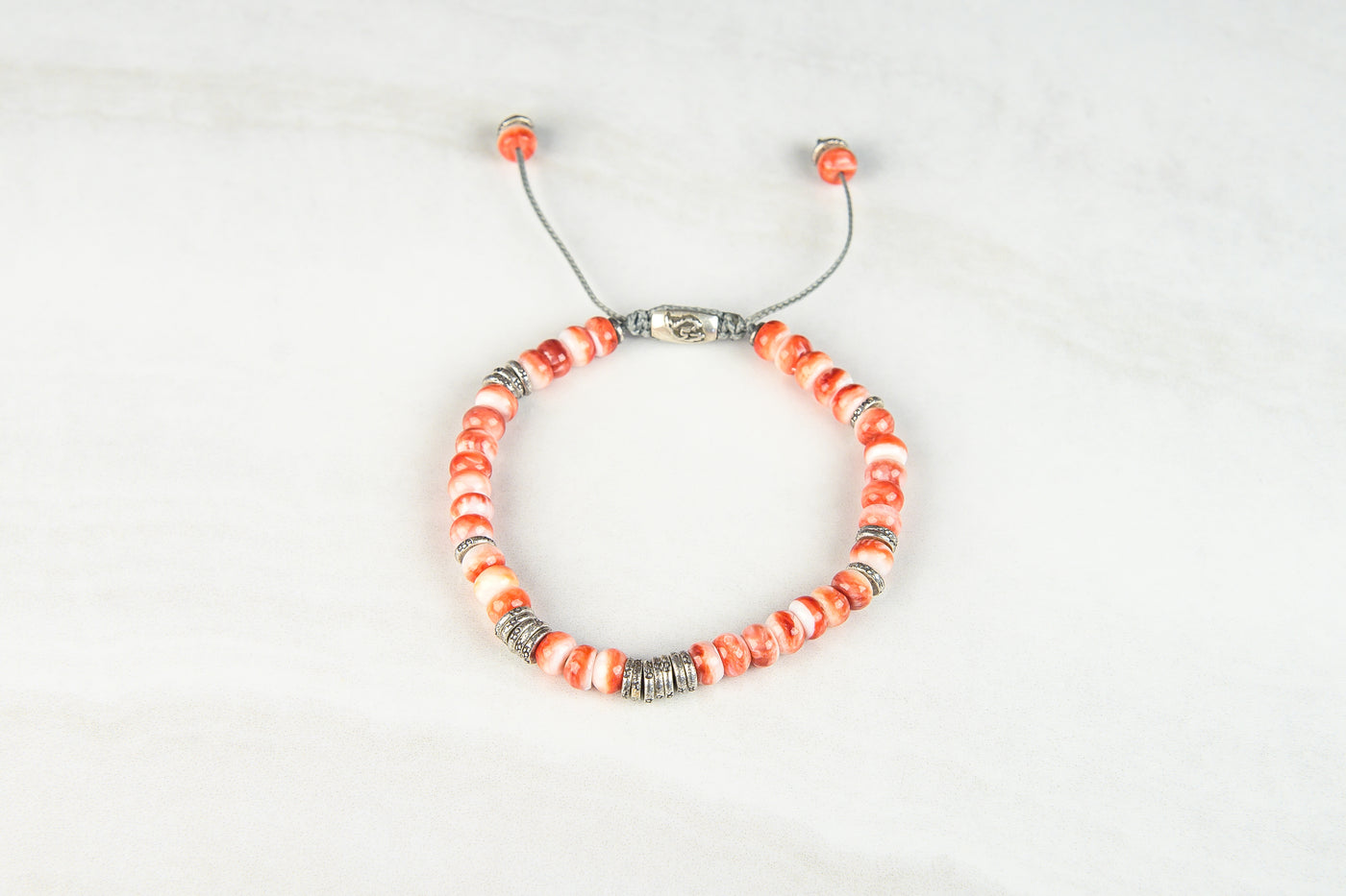 Red spiny shell -sliver lining bracelet.