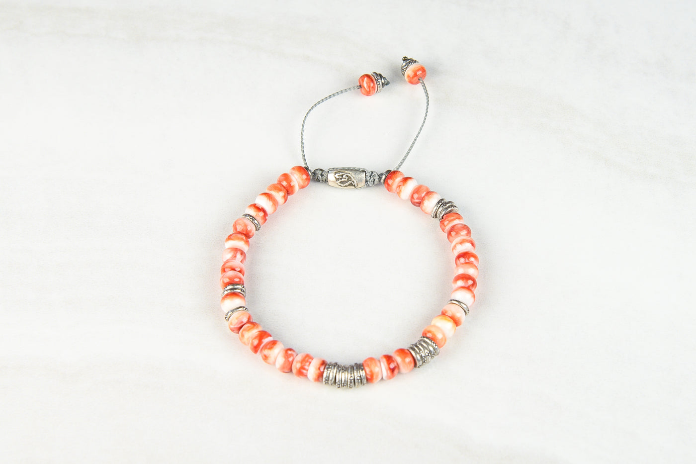 Red spiny shell -sliver lining bracelet.