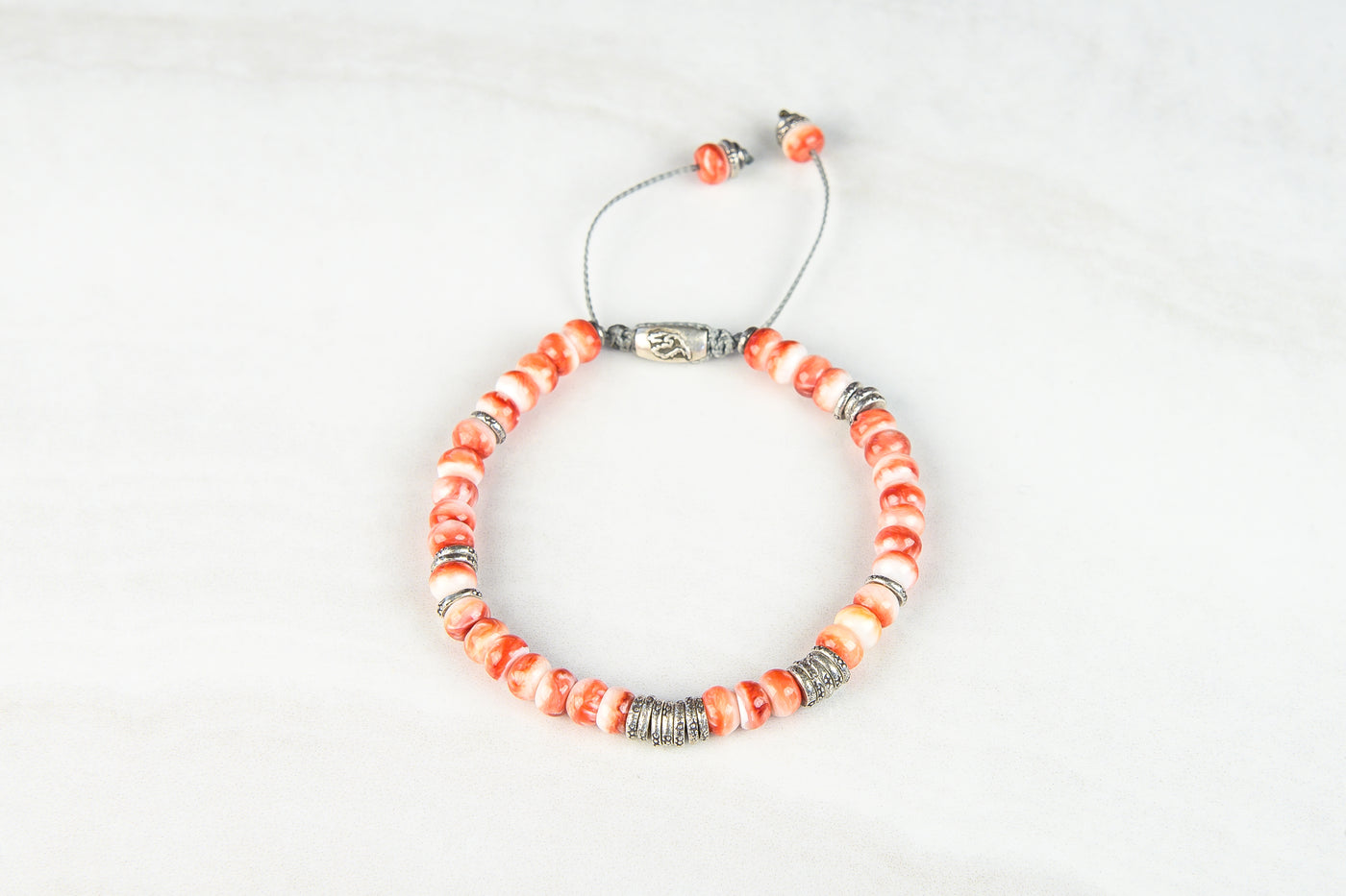 Red spiny shell -sliver lining bracelet.