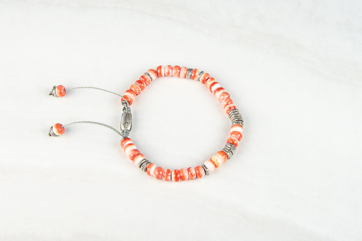 Red spiny shell -sliver lining bracelet.