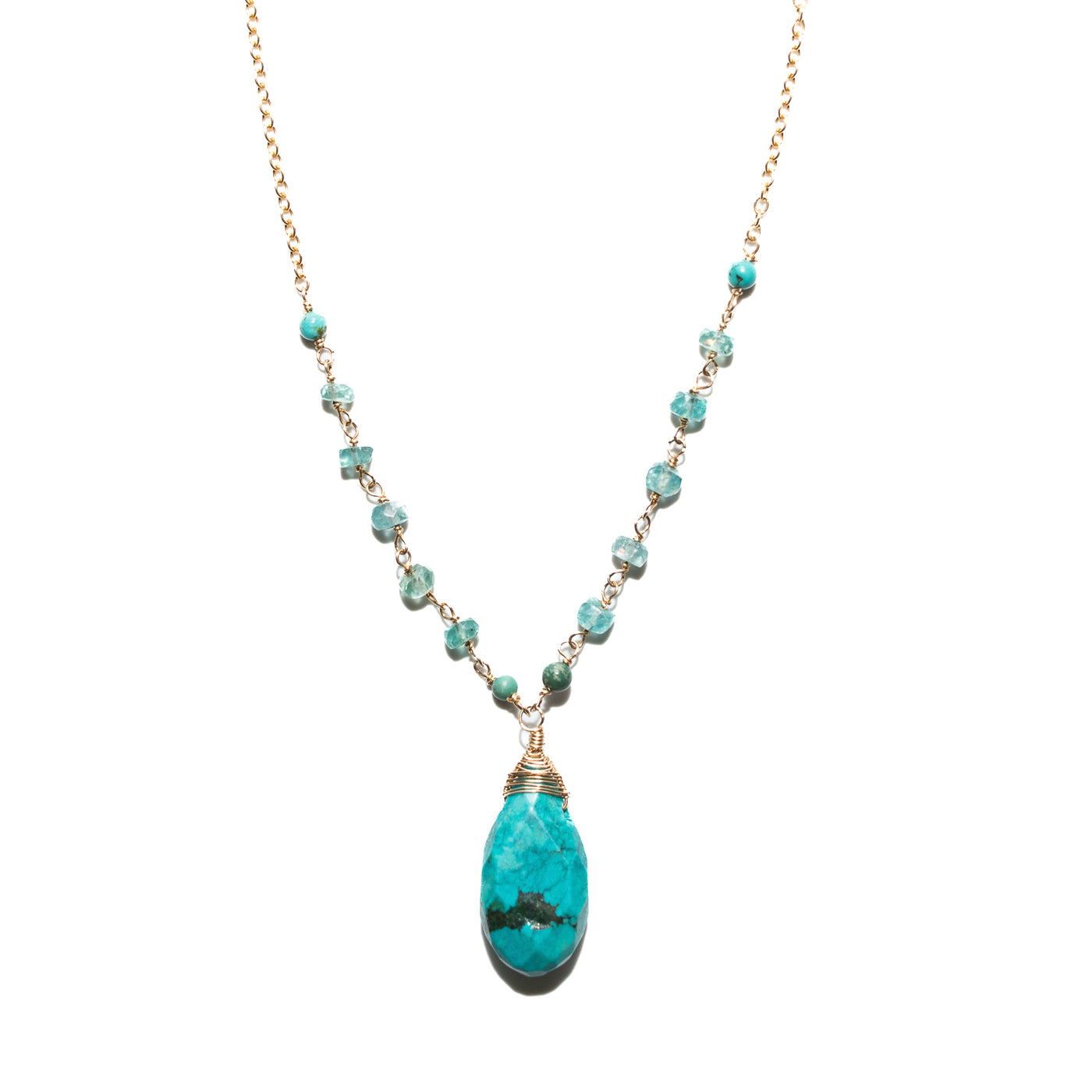 14K Yellow Gold Filled Copper Turquoise Necklace