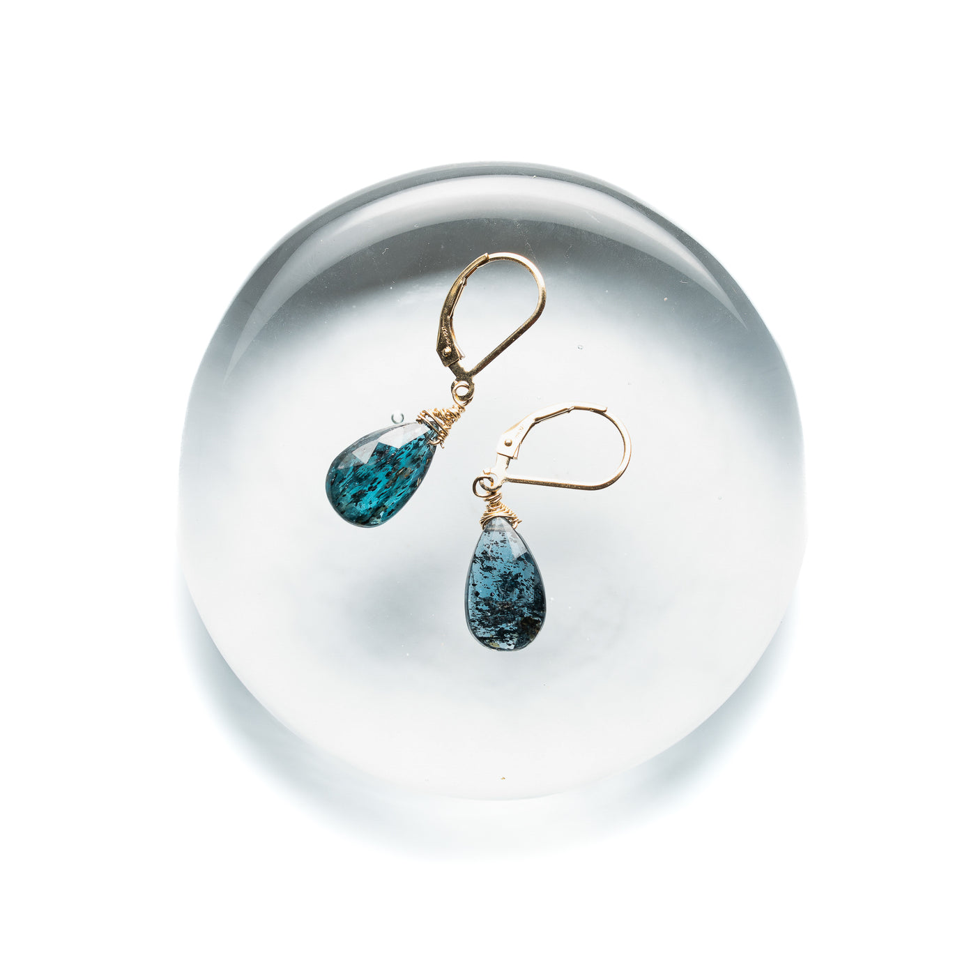 Delicate Wire Wrapped Ocean Blue Kyanite Earrings