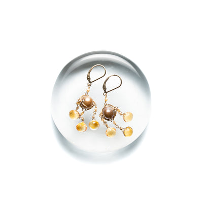 Chandelier Earrings- Golden Pearl & Citrine