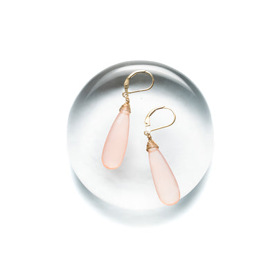 Delicate Wire Wrapped Pink Chalcedony Earrings