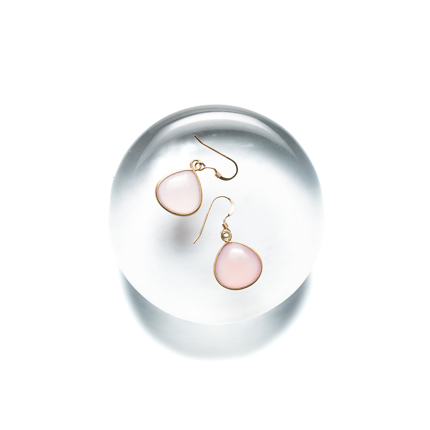 Pastel Pink Chalcedony Drop Earrings