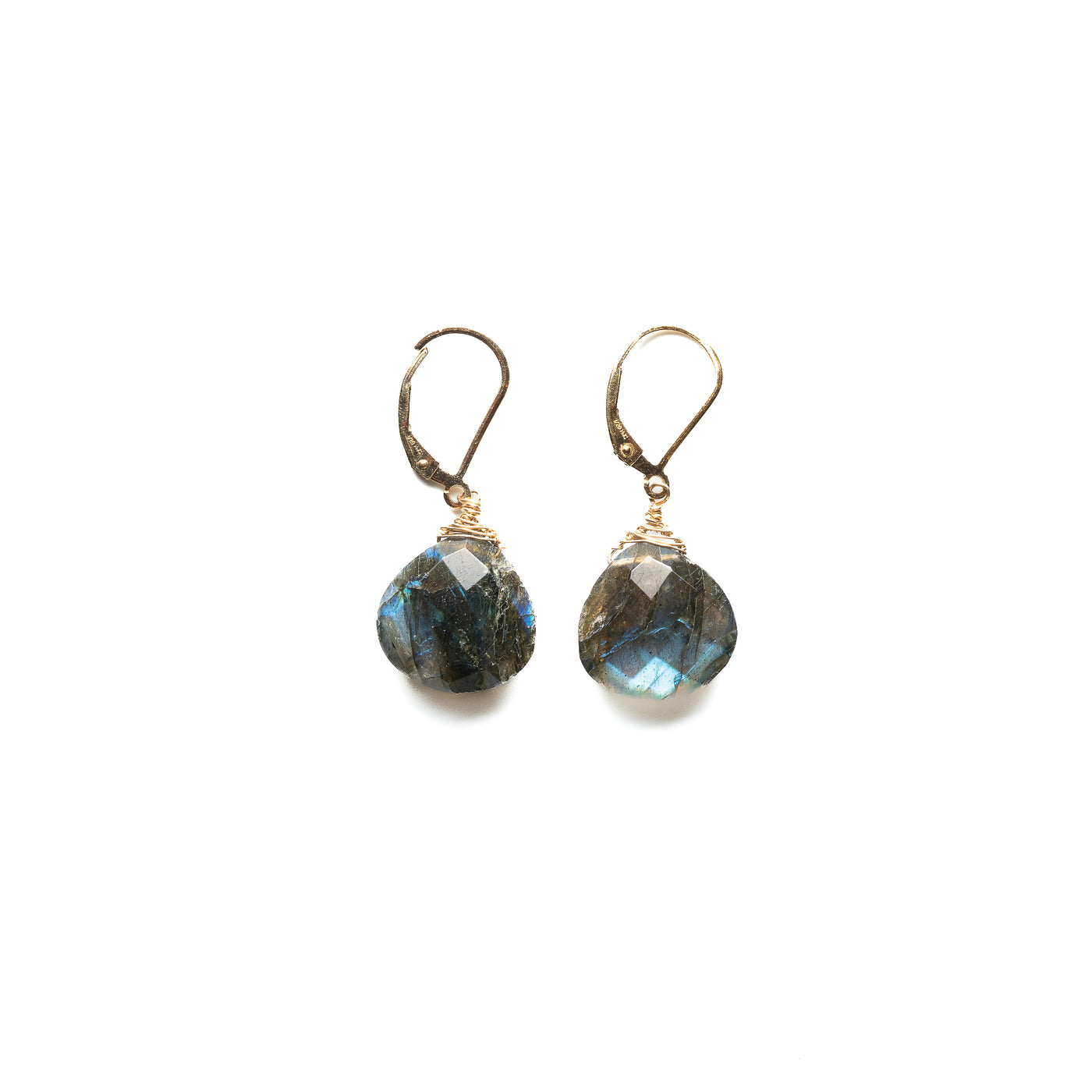 Delicate Wire Wrapped Midnight Labradorite Earrings