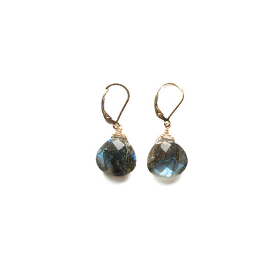 Delicate Wire Wrapped Midnight Labradorite Earrings