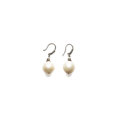 Silky White Fresh Water Pearl Earrings