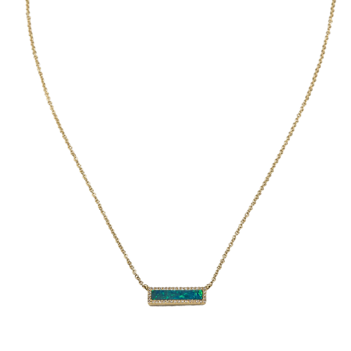 14K Yellow Gold Australian Opal Bar Necklace