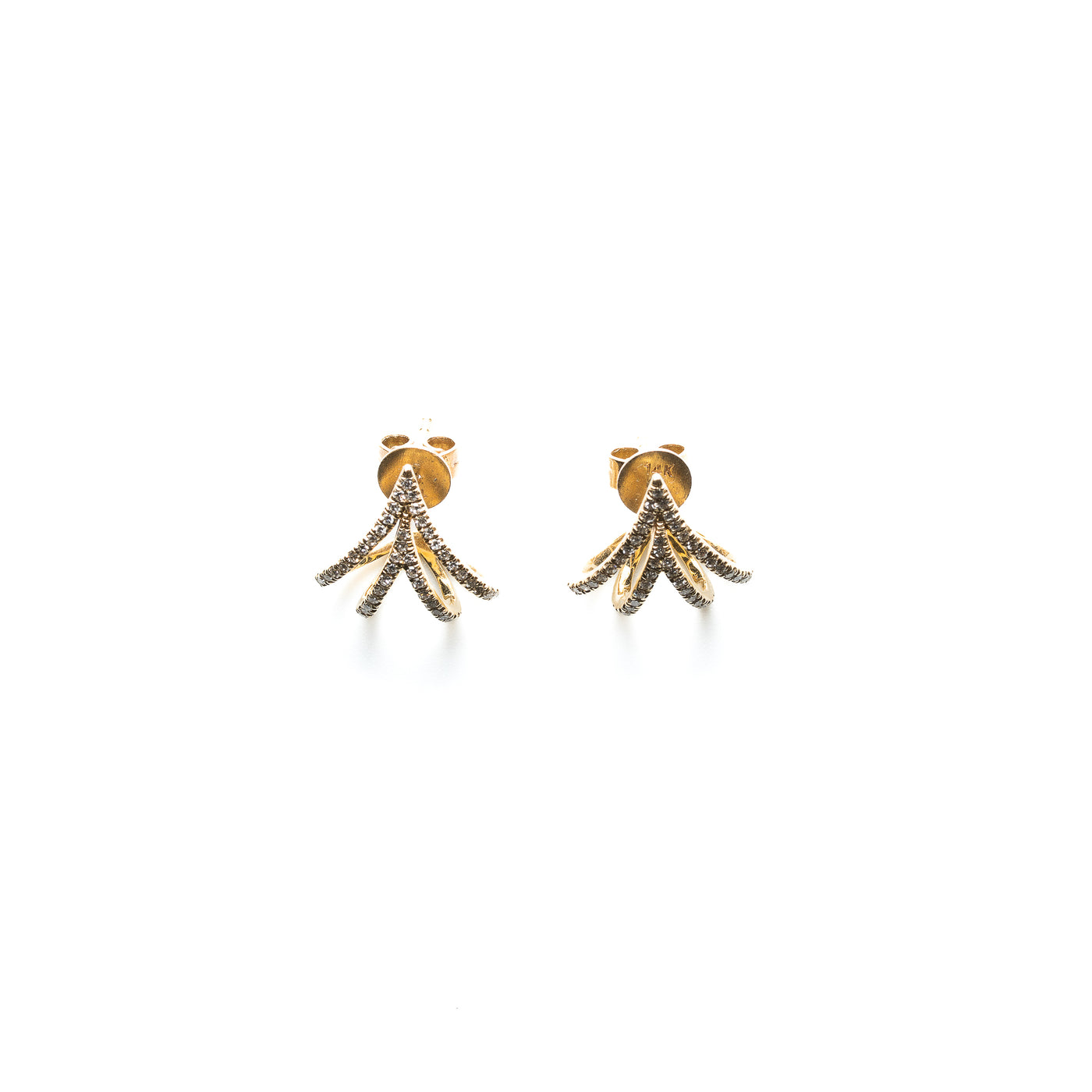 14K Yellow Gold Diamond Huggie Earrings