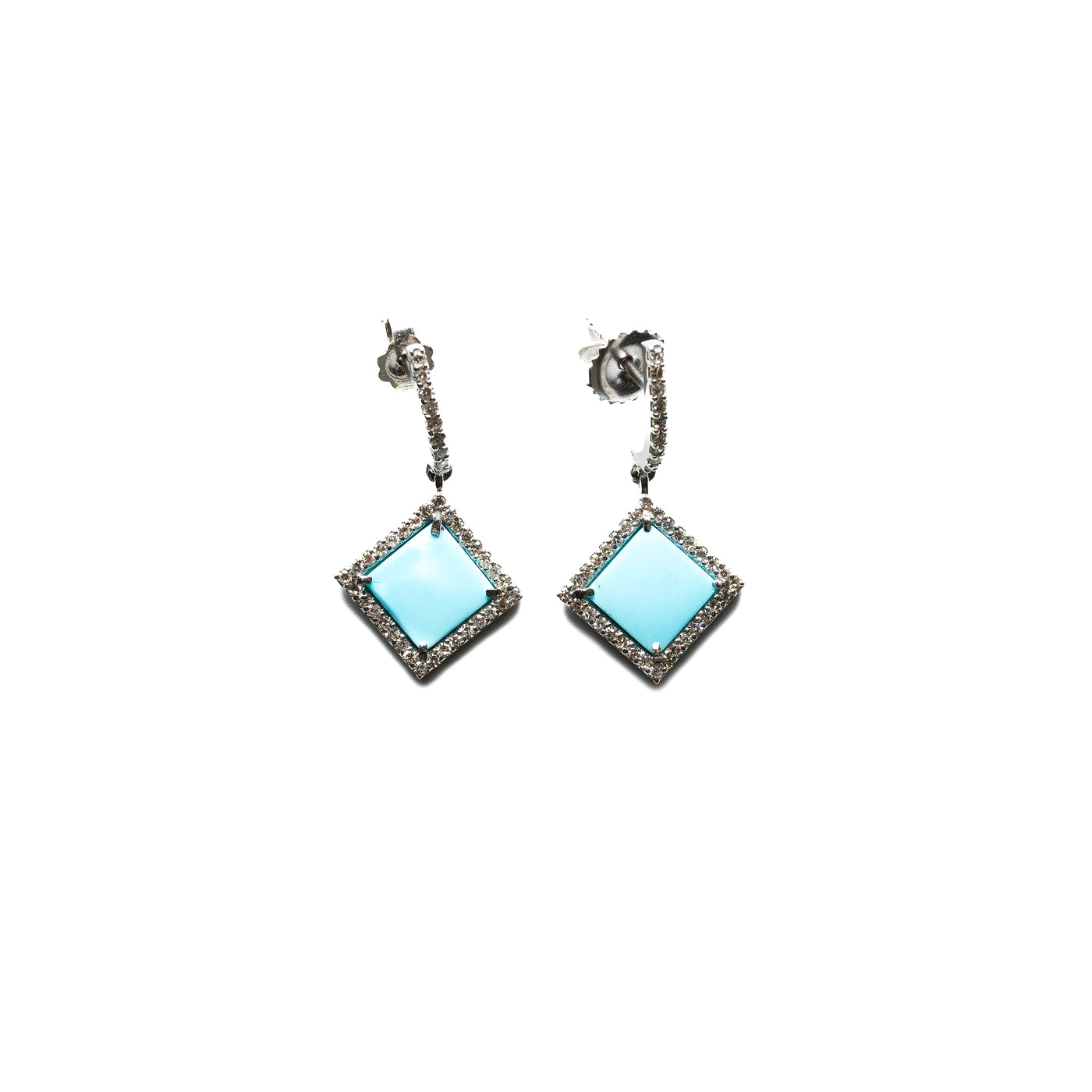 Diamond Shaped Sky Blue Turquoise Earrings