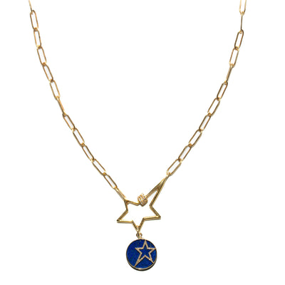 14K Yellow Gold Paperclip Chain with a Gold Star Carabiner Clasp