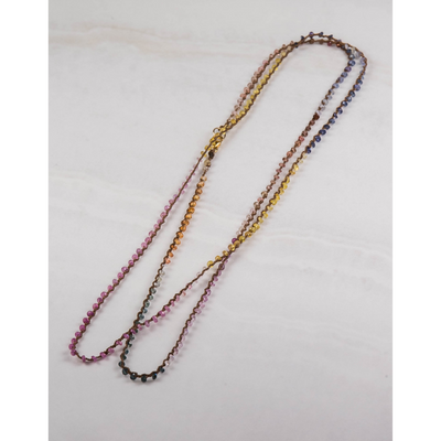 One Love Wrap in Rainbow Sapphire & Platinum Seed Pearls