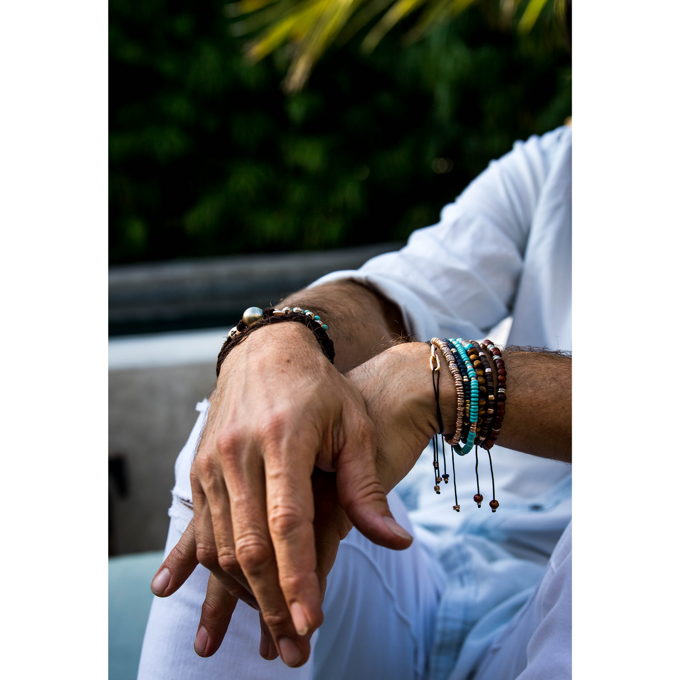 14K Solid Rose Gold Puka Shell Bracelet with Pave Diamond Beads