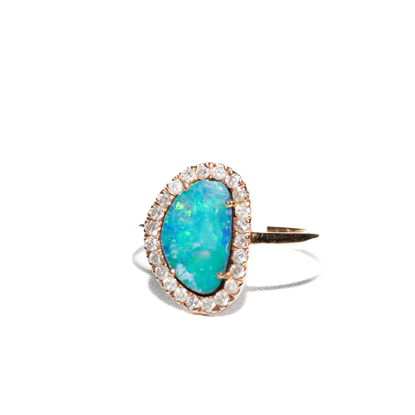 14K Rose Gold Ocean Blue Opal Ring