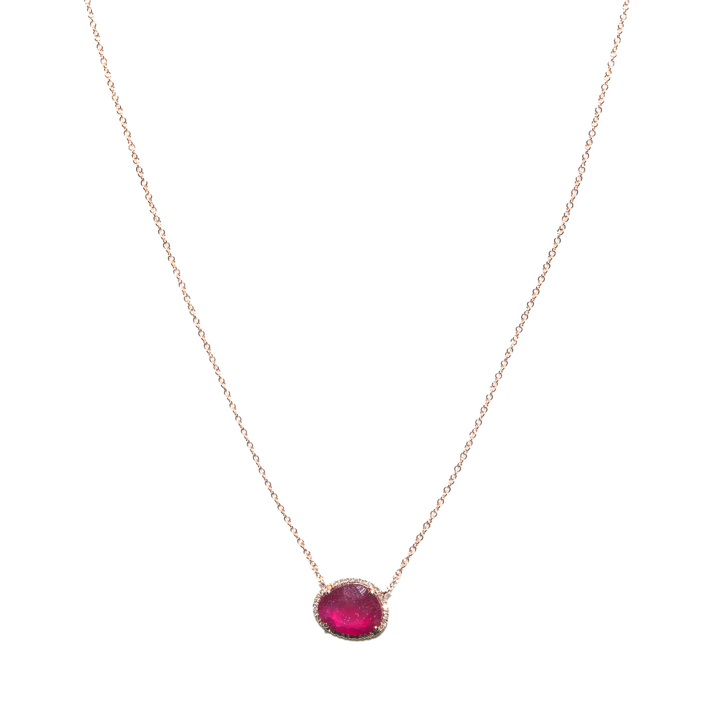14K Yellow Gold Pomegranate Ruby Third Eye Necklace